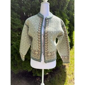 Vintage Squaw Valley 100% Wool Sweater Cardigan Size Petite Medium